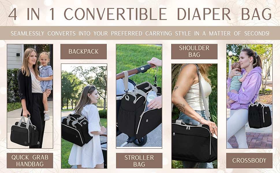 Skiptitaska 4 in 1 - Svört