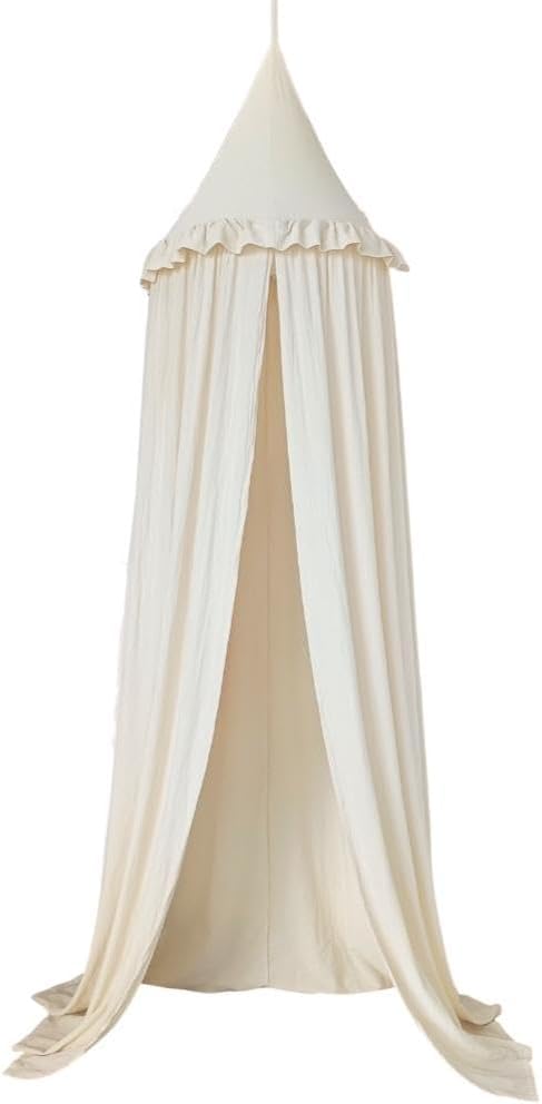 Canopy for Cribs and Kids Bed with Ruffles - Ivory