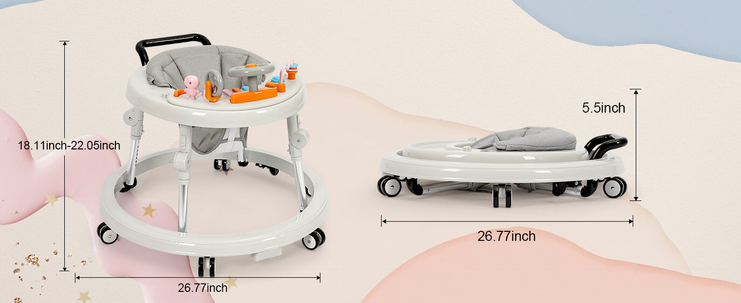 Leik og göngugrind með tónlist & ljósum - Grá