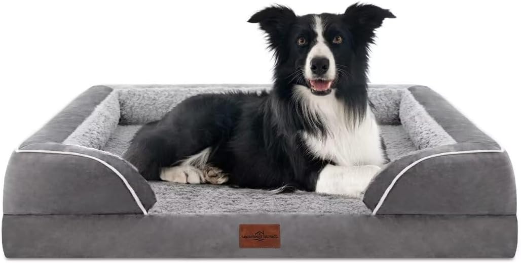Orthopedic Comfy Dog Bed - Grey Large