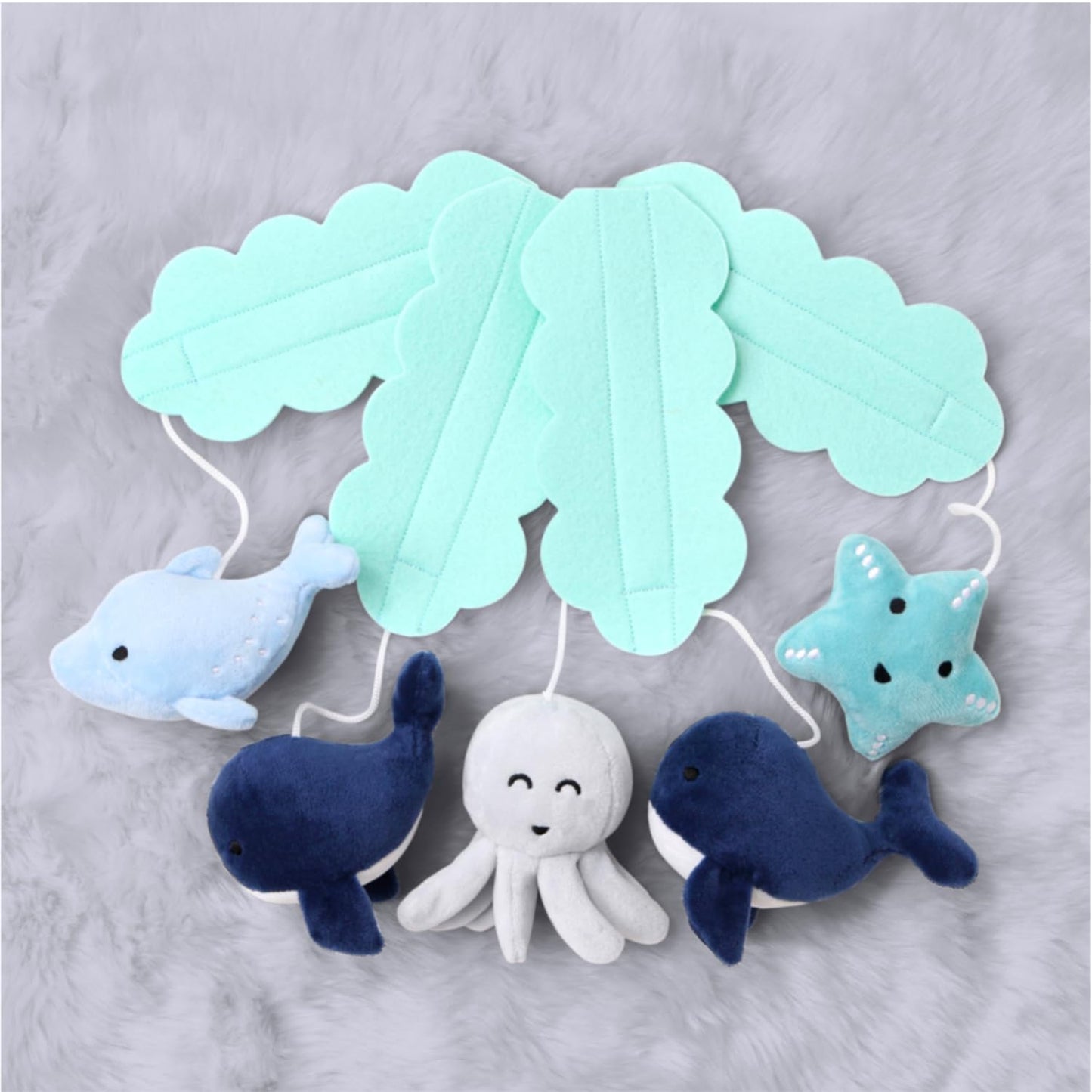 Órói - Light and Dark Blue Musical Mobile with 12 Lullabies