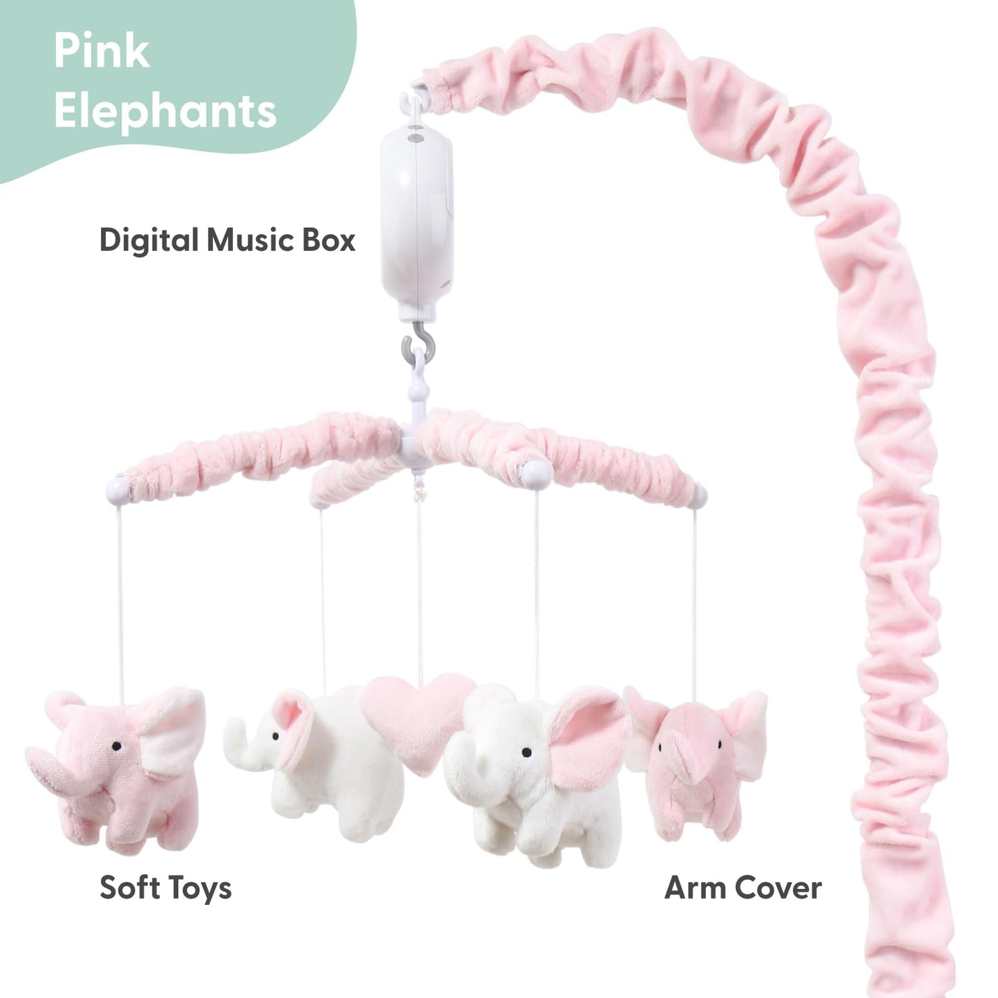 Órói - Soft Pink Musical Baby Crib Mobile with 12 Lullabies