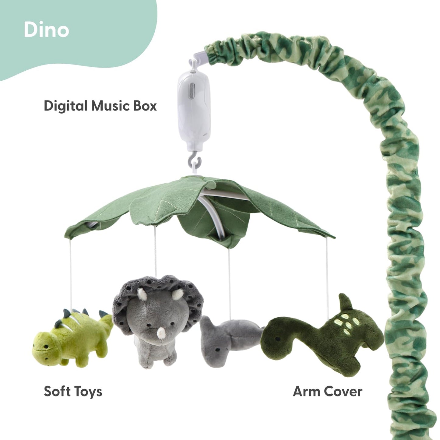 Órói - Grey and Green Musical Mobile with 12 Lullabies