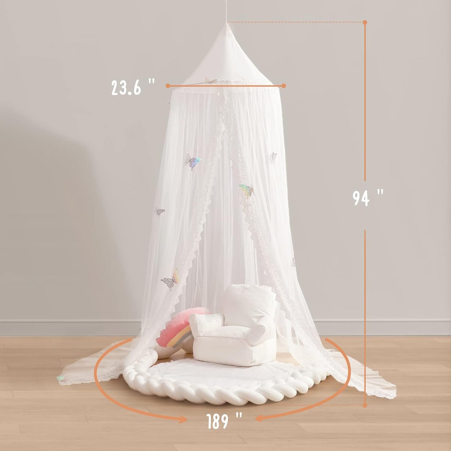 Canopy for Cribs and Kids Bed with Butterfly