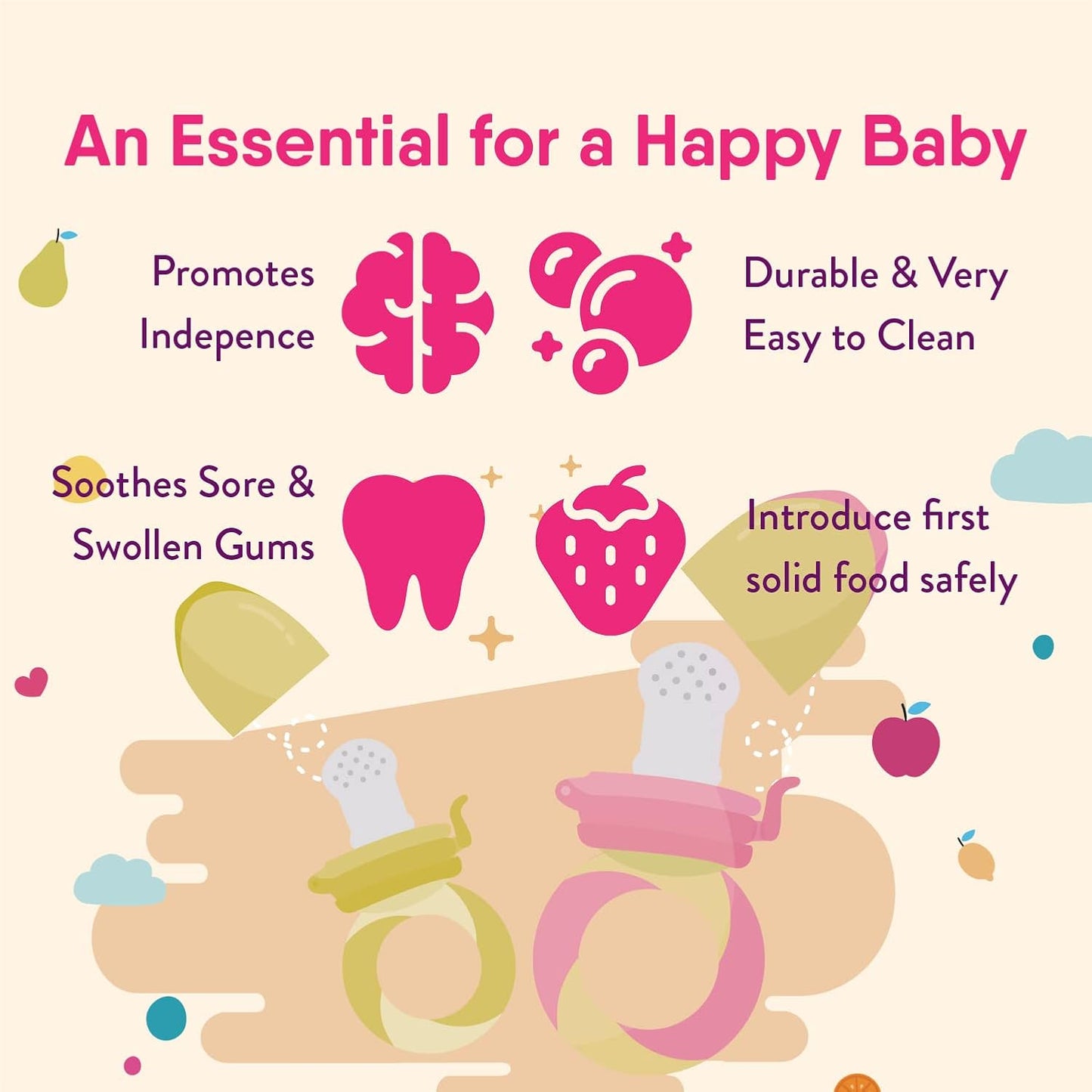 NatureBond Baby Food Feeder/Fruit Feeder Pacifier Nibbler - 2 Pack