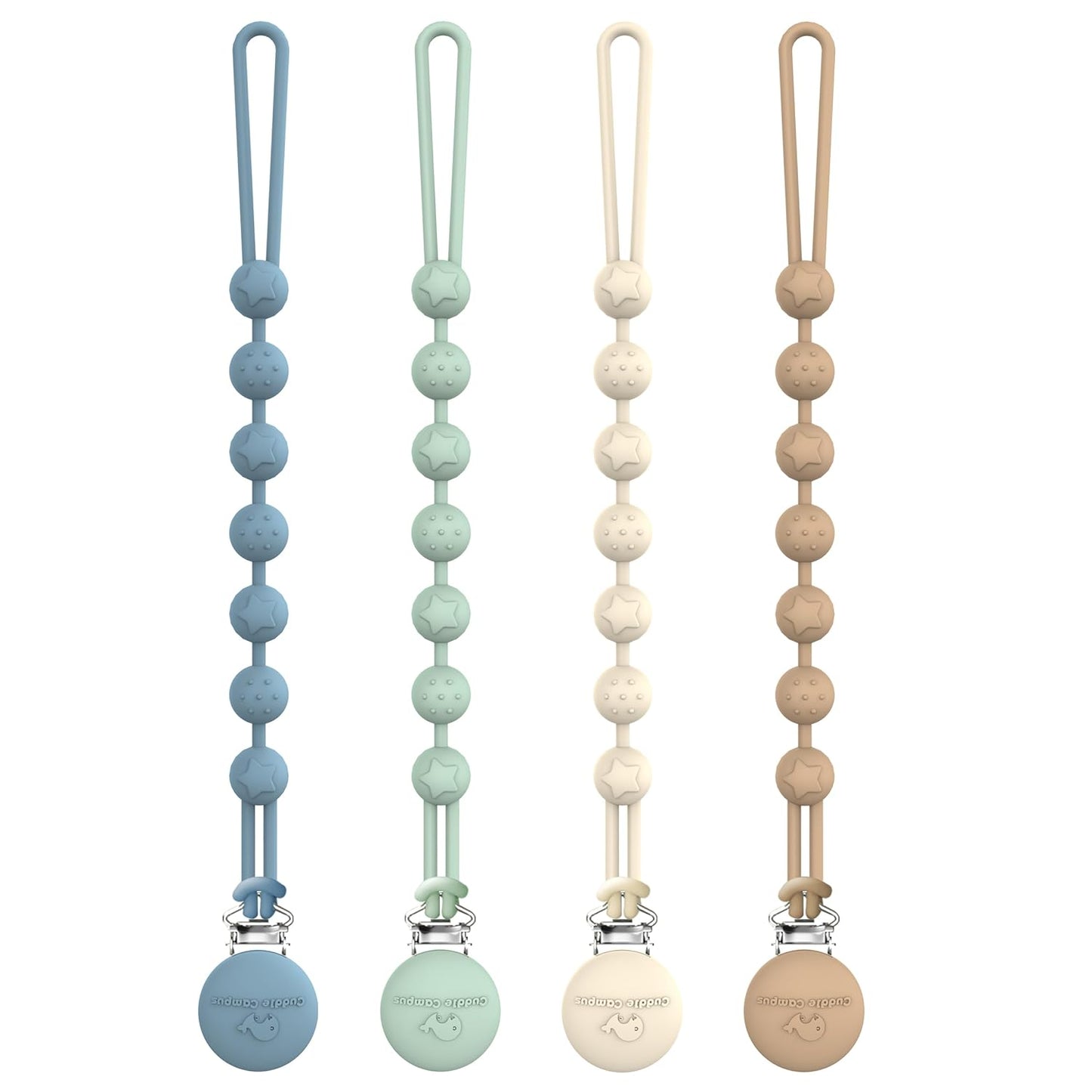 Cuddle Campus Silicone snuddubönd - 4 Pack
