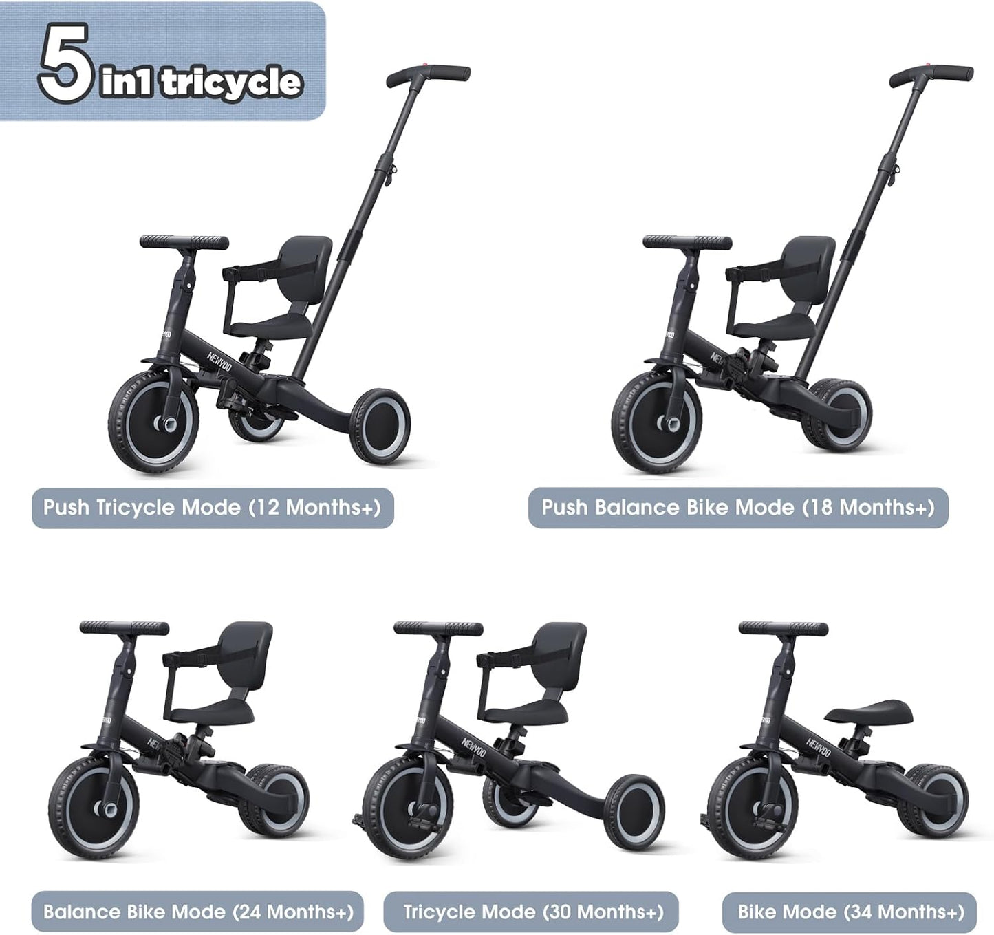 Þríhjól Trike 5 in 1 - Black