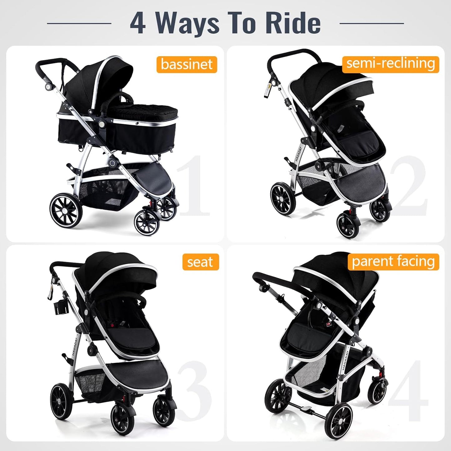 Baby 2 in 1 Convertible Stroller with Bassinet Mode