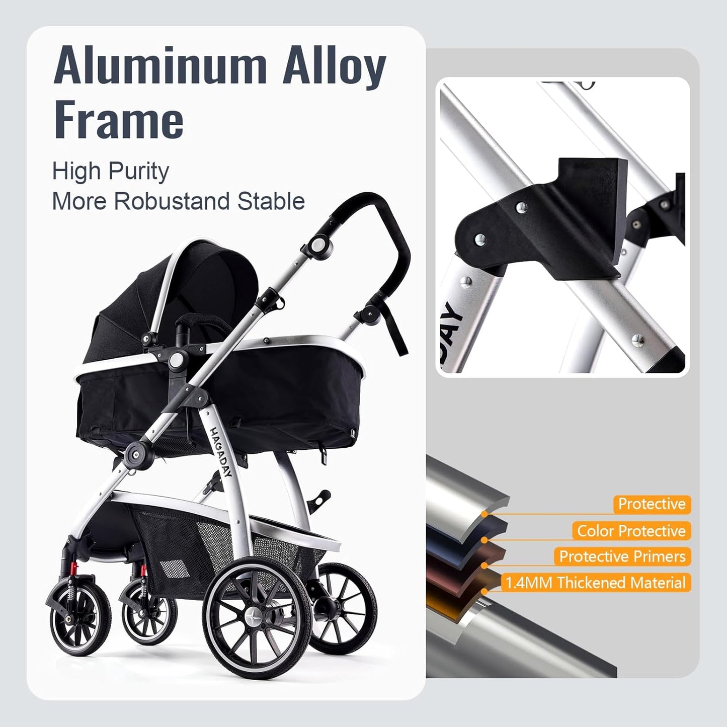 Baby 2 in 1 Convertible Stroller with Bassinet Mode