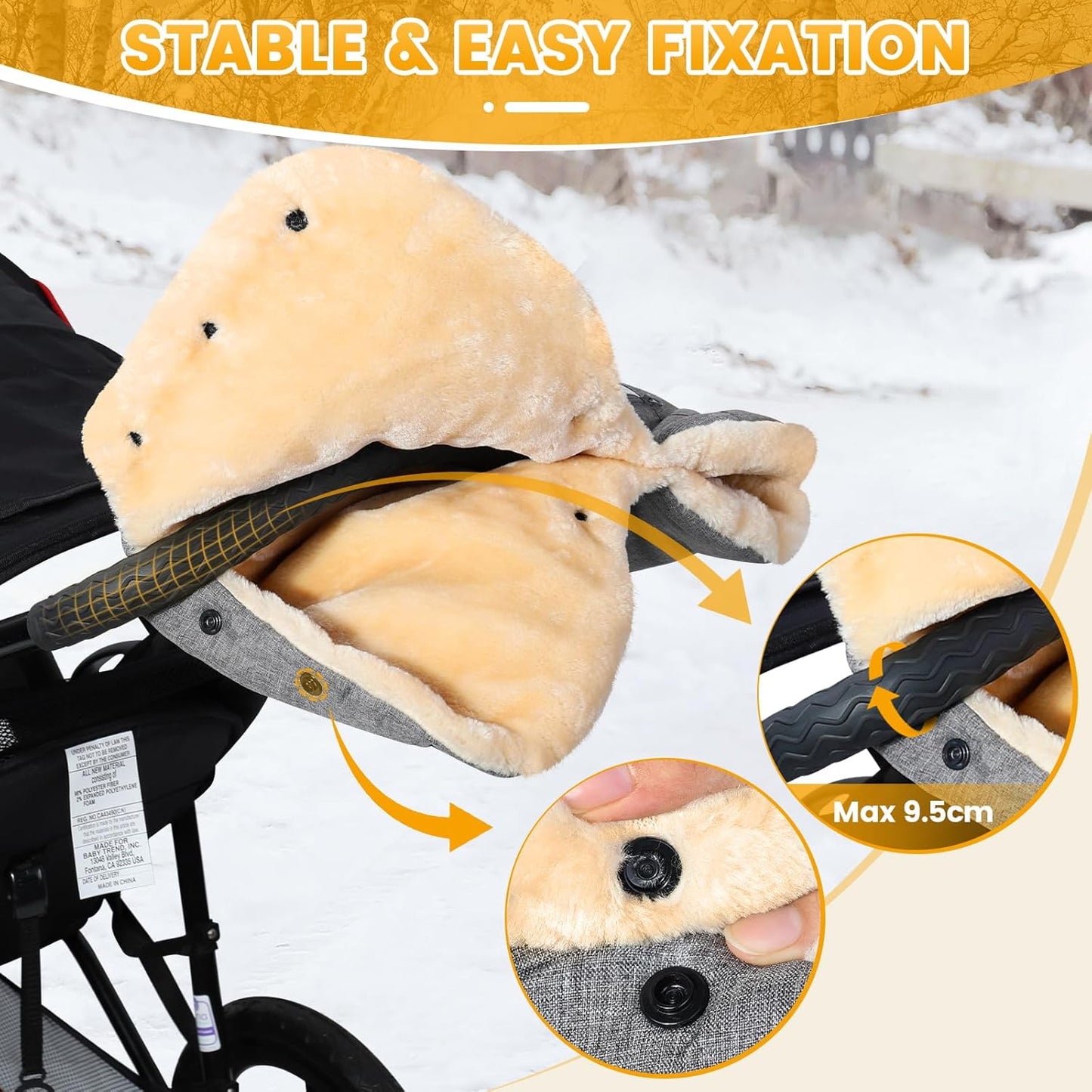 Faux Sheepskin Stroller Gloves with Phone Pockets