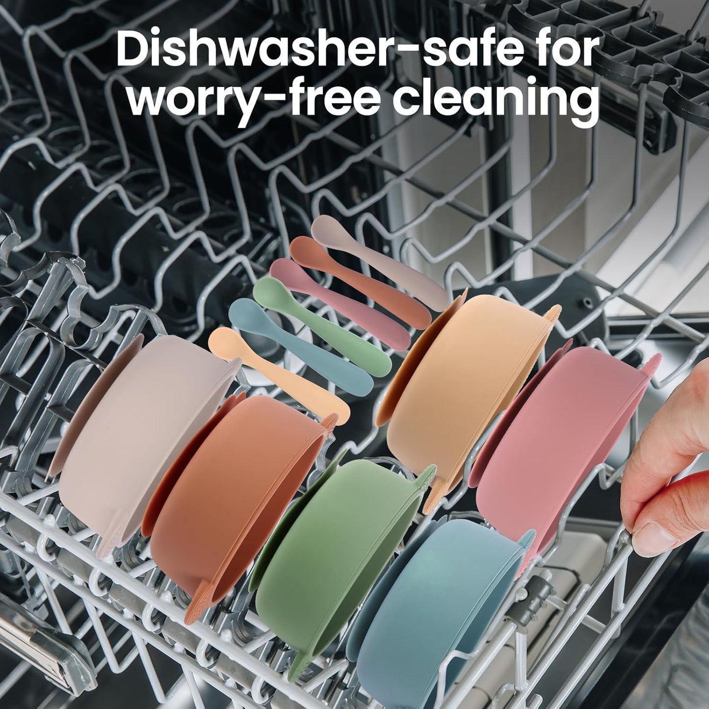 Silicon matarskálar og skeiðar 3 í pakka - Blue