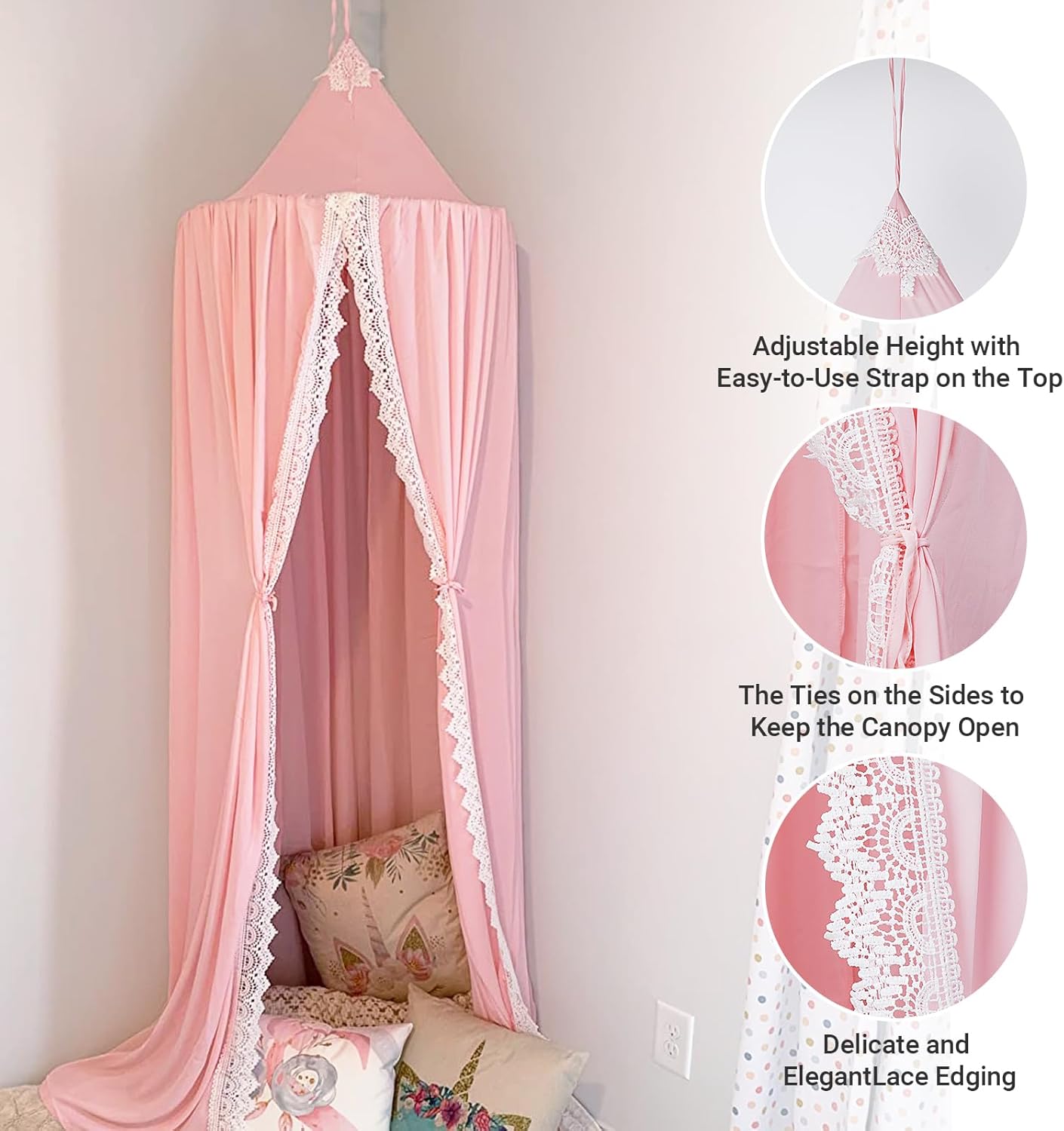 Canopy for Cribs and Kids Bed - Pink