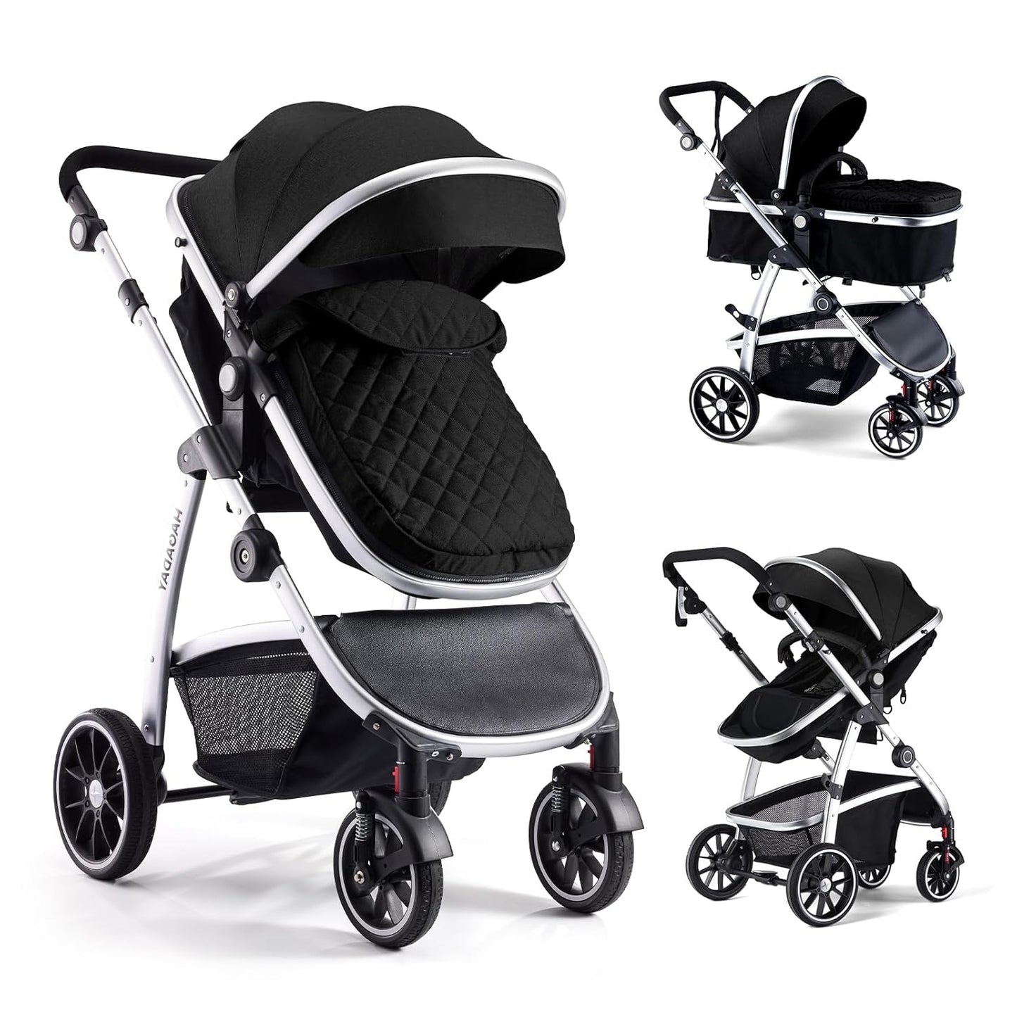 Baby 2 in 1 Convertible Stroller with Bassinet Mode