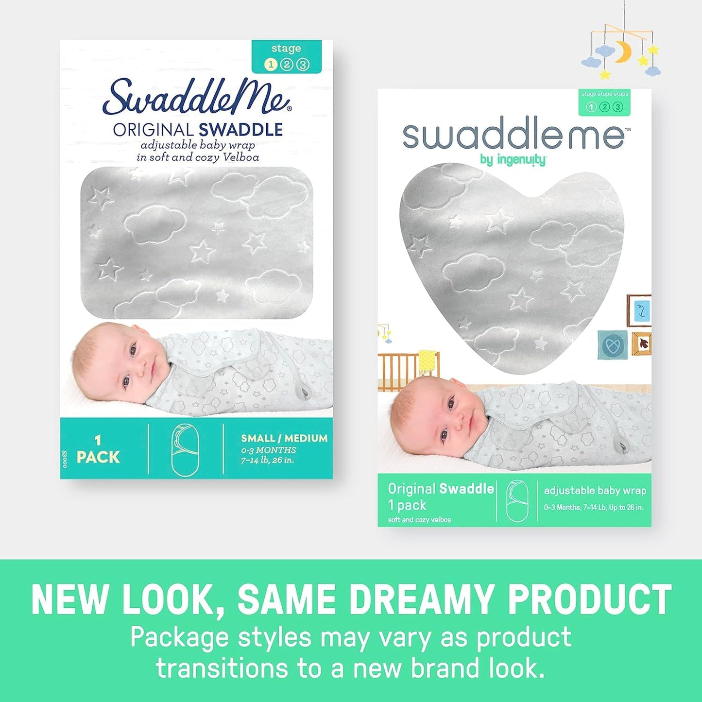 SwaddleMe by Ingenuity Original Swaddle - 100% Cotton Small