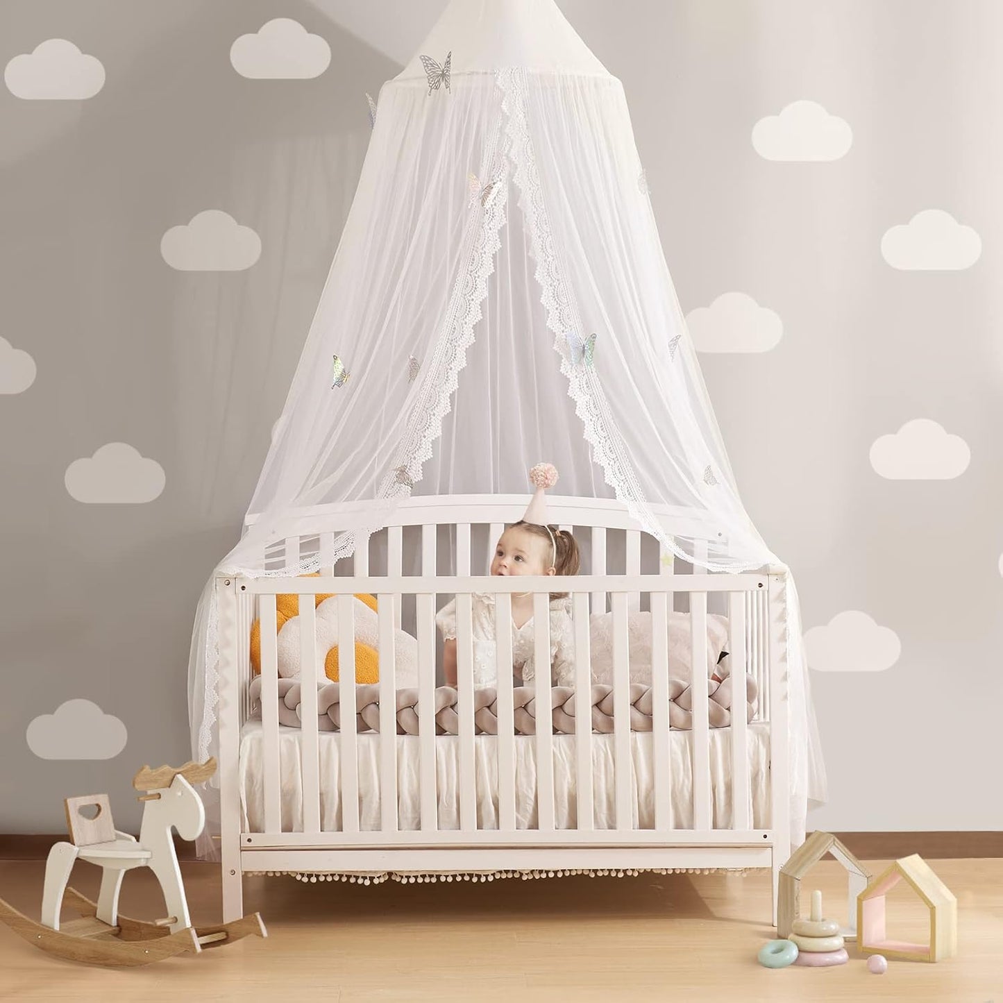 Canopy for Cribs and Kids Bed with Butterfly