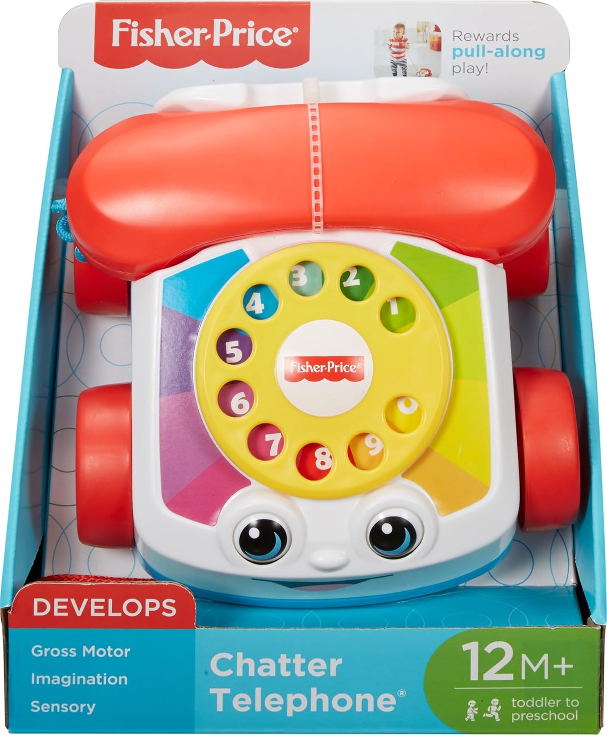 Fisher-Price Toddler Pull Pretend Phone with Rotary Dial and Wheels