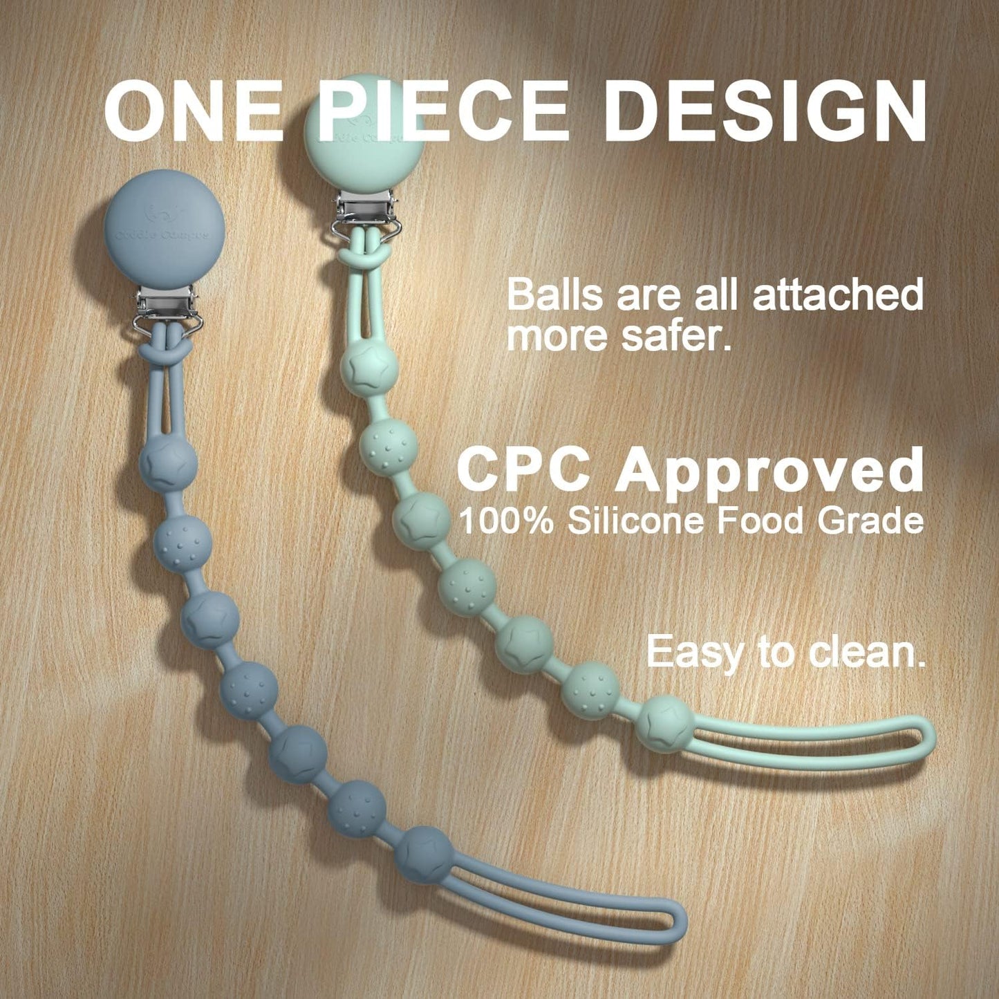 Cuddle Campus Silicone snuddubönd - 4 Pack