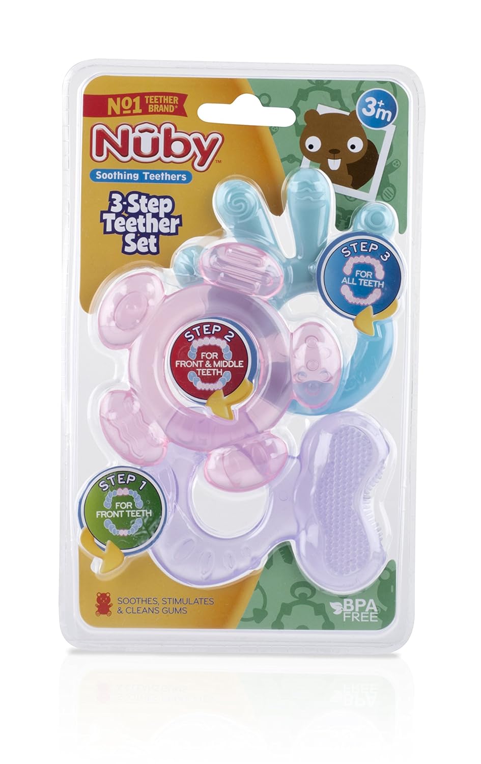 Nuby 3 Step Soothing Teether 3 Piece Set