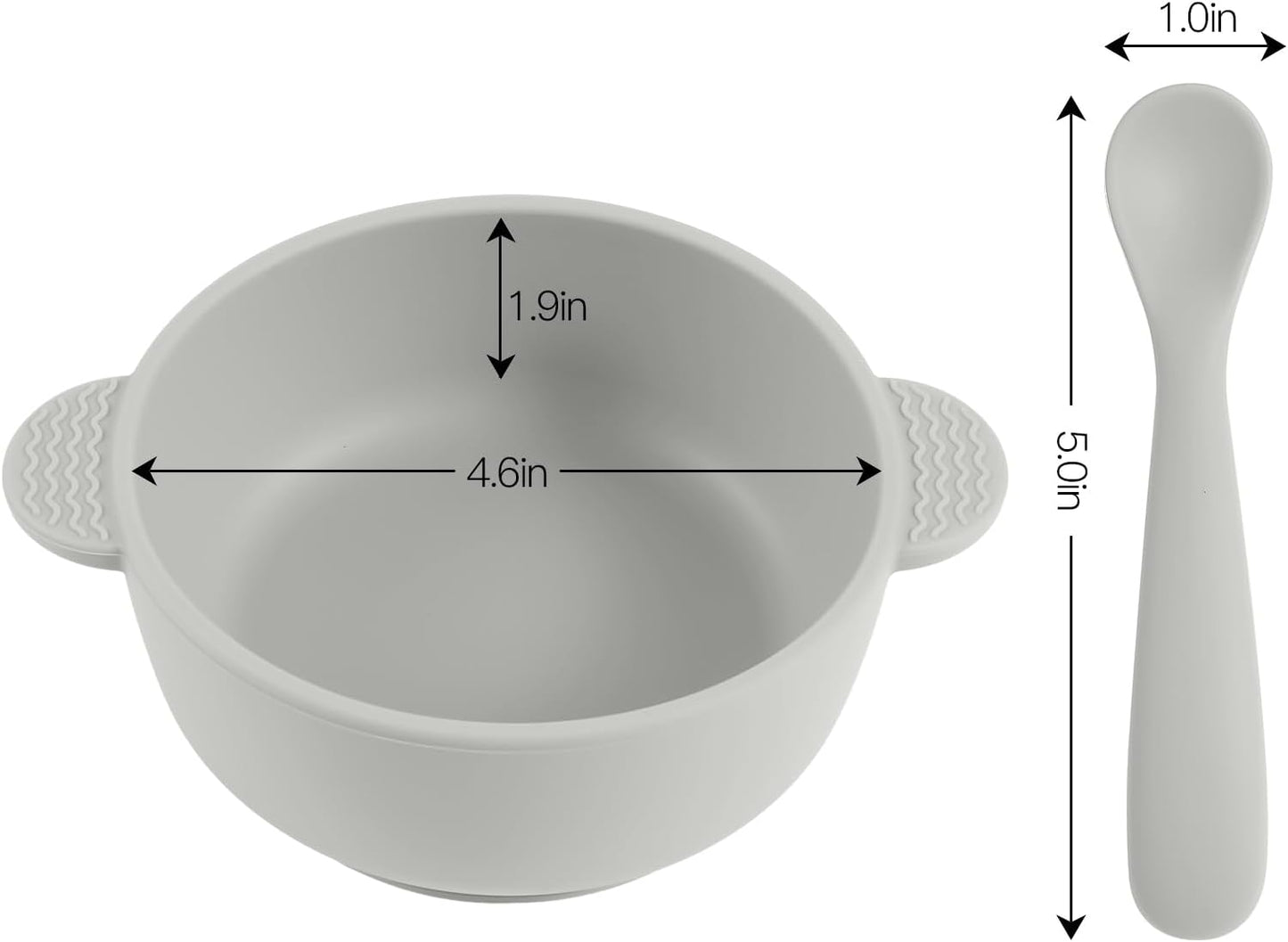 Silicon matarskálar og skeiðar 3 í pakka - Gray