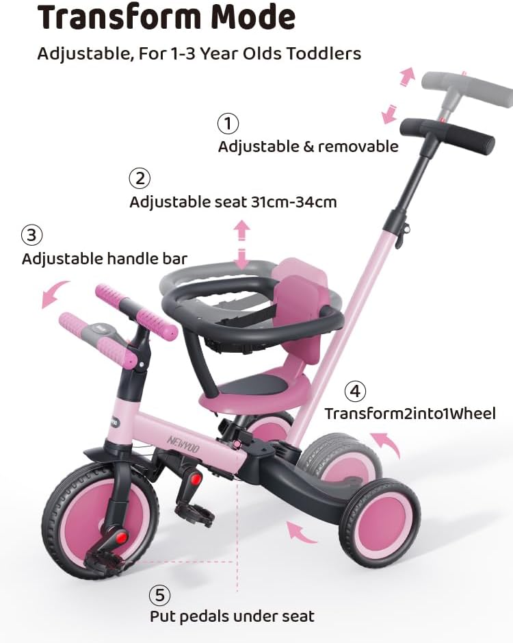 Þríhjól Trike 5 in 1 - Pink
