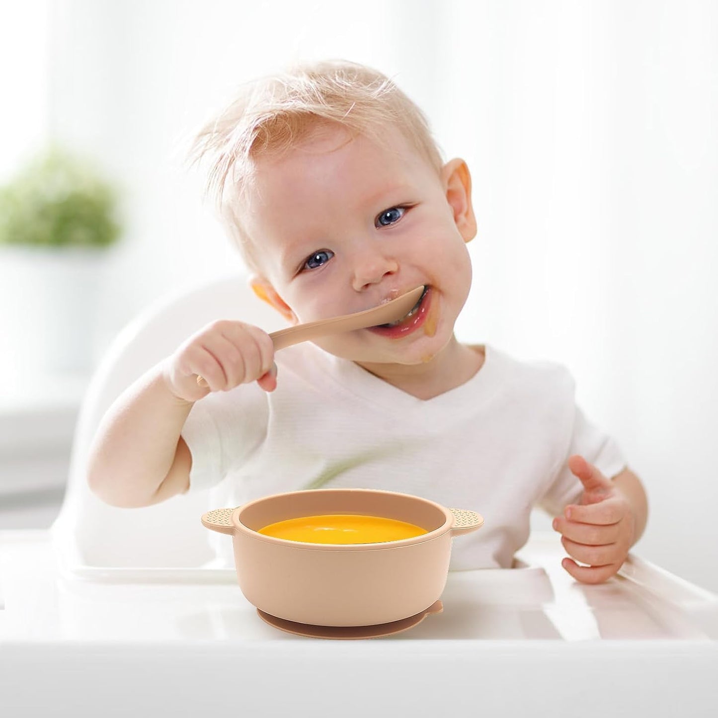 Silicon matarskálar og skeiðar 3 í pakka - Blue