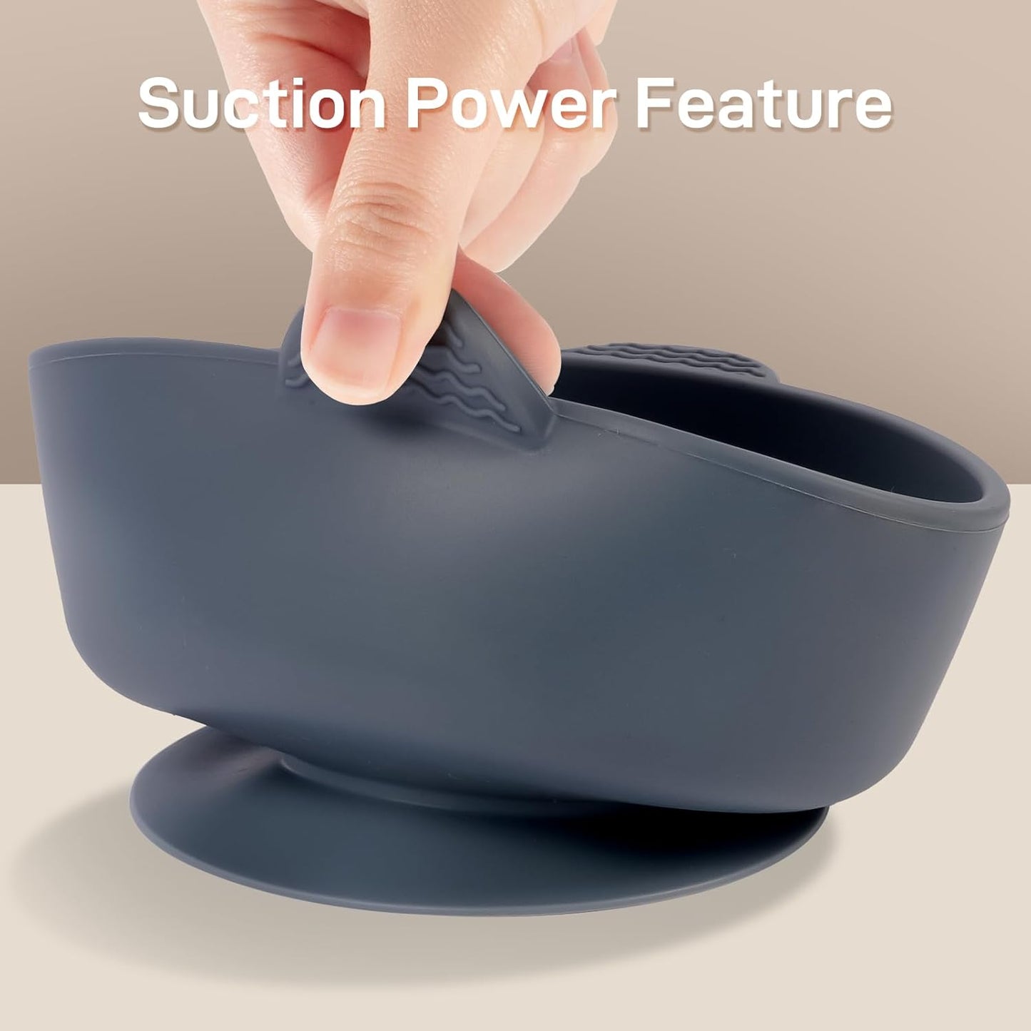 Silicon matarskálar og skeiðar 3 í pakka - Gray