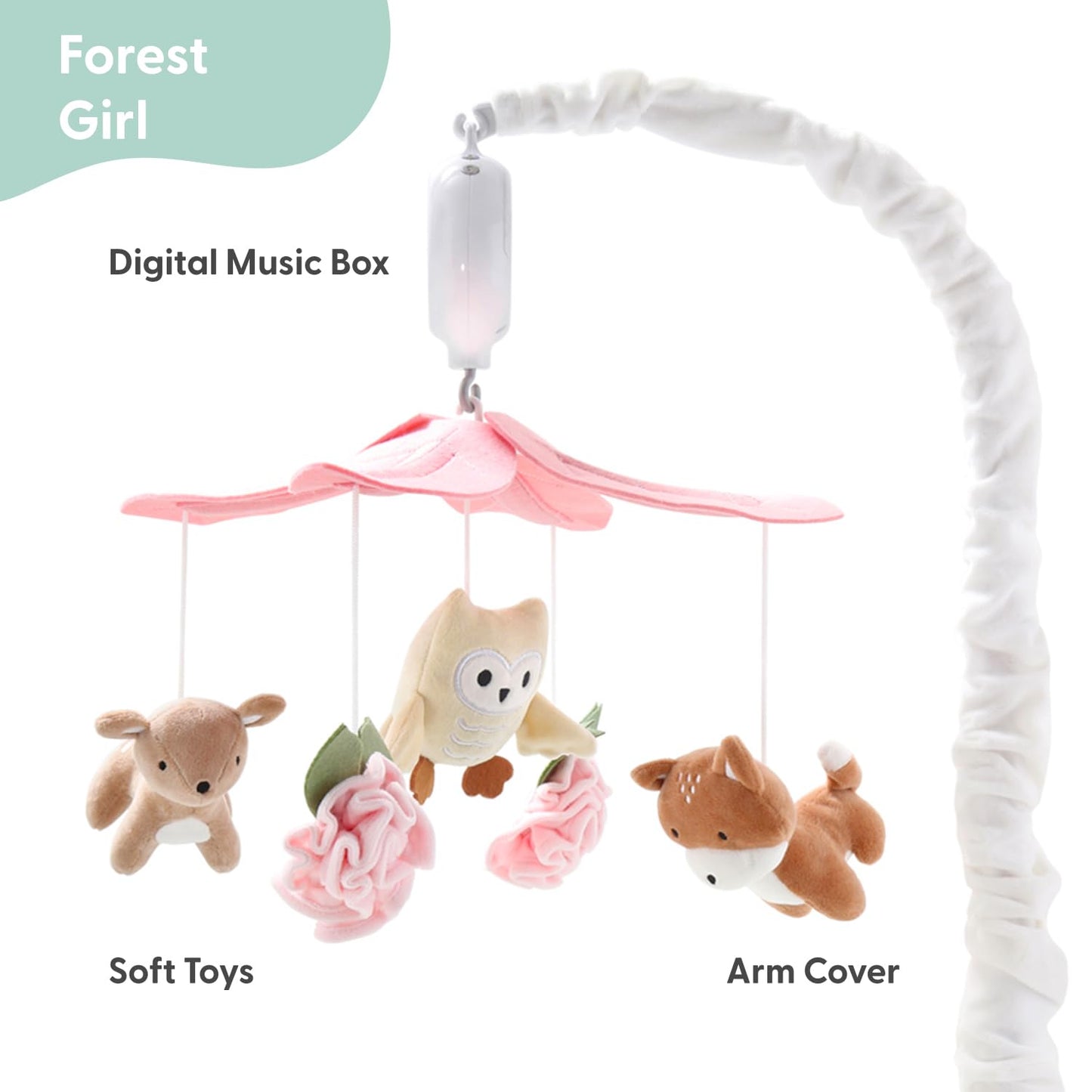 Órói - Pink and White Musical Mobile with 12 Lullabies