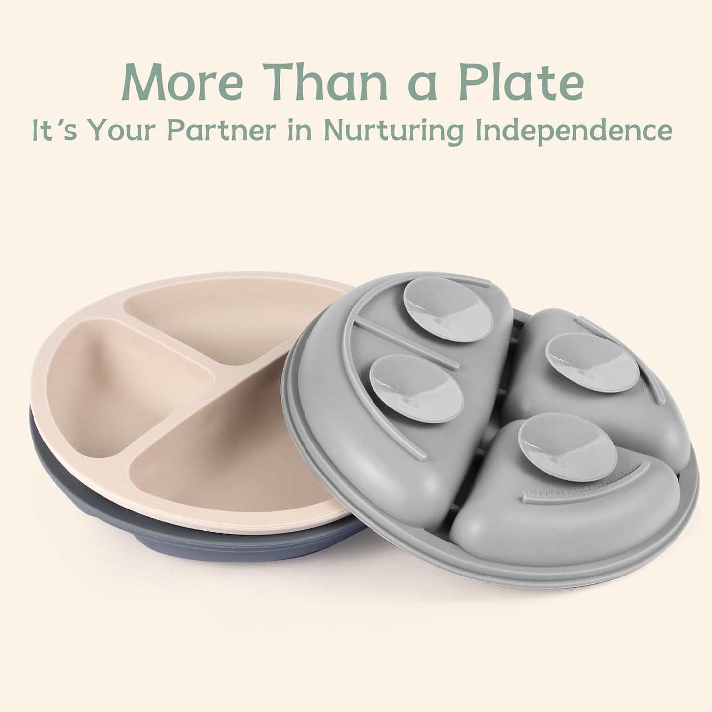 Sílikon diskar með sogfestu 3 í pakka - Gray