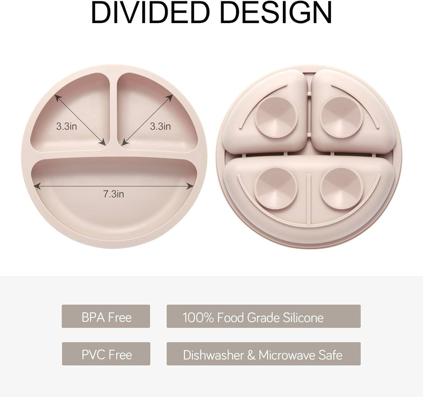 Sílikon diskar með sogfestu 3 í pakka - Gray