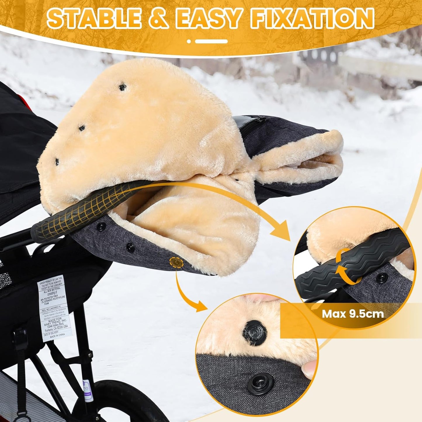 Faux Sheepskin Stroller Gloves with Phone Pockets